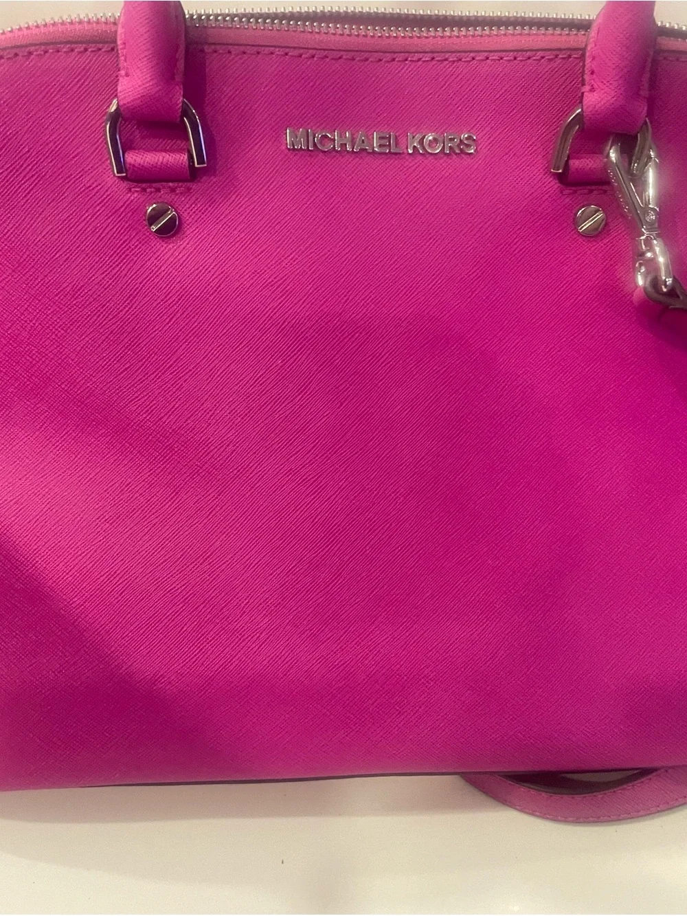 Michael Kors Fuchsia Dome Satchel with Crossbody Strap